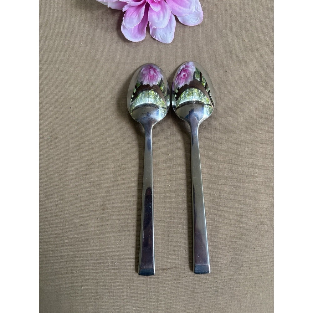 Mikasa Serving Spoons Set Of 2 Stainless Steel 7 3/4" Glossy Finish - Picture 2 of 4